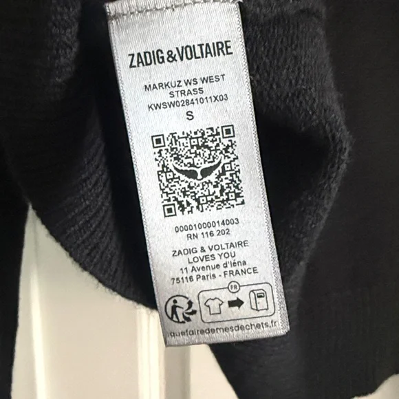 Zadig &Voltaire Markuz Cashmere Sweater $578 New without tag